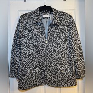 Alfred Dunner black and silver metallic leopard print jacket